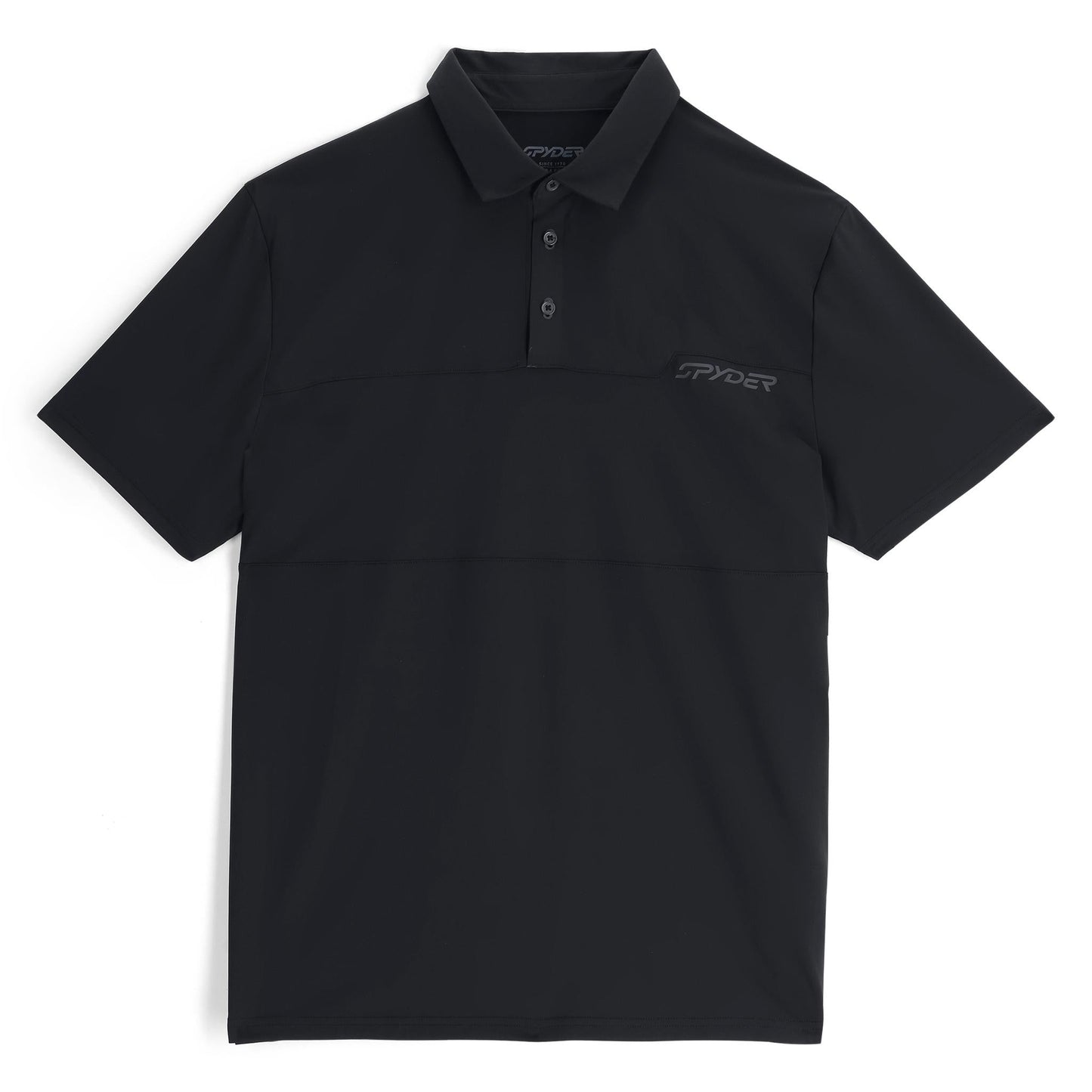 Links Kurzarm-Tech-Polo für Herren – Schwarz