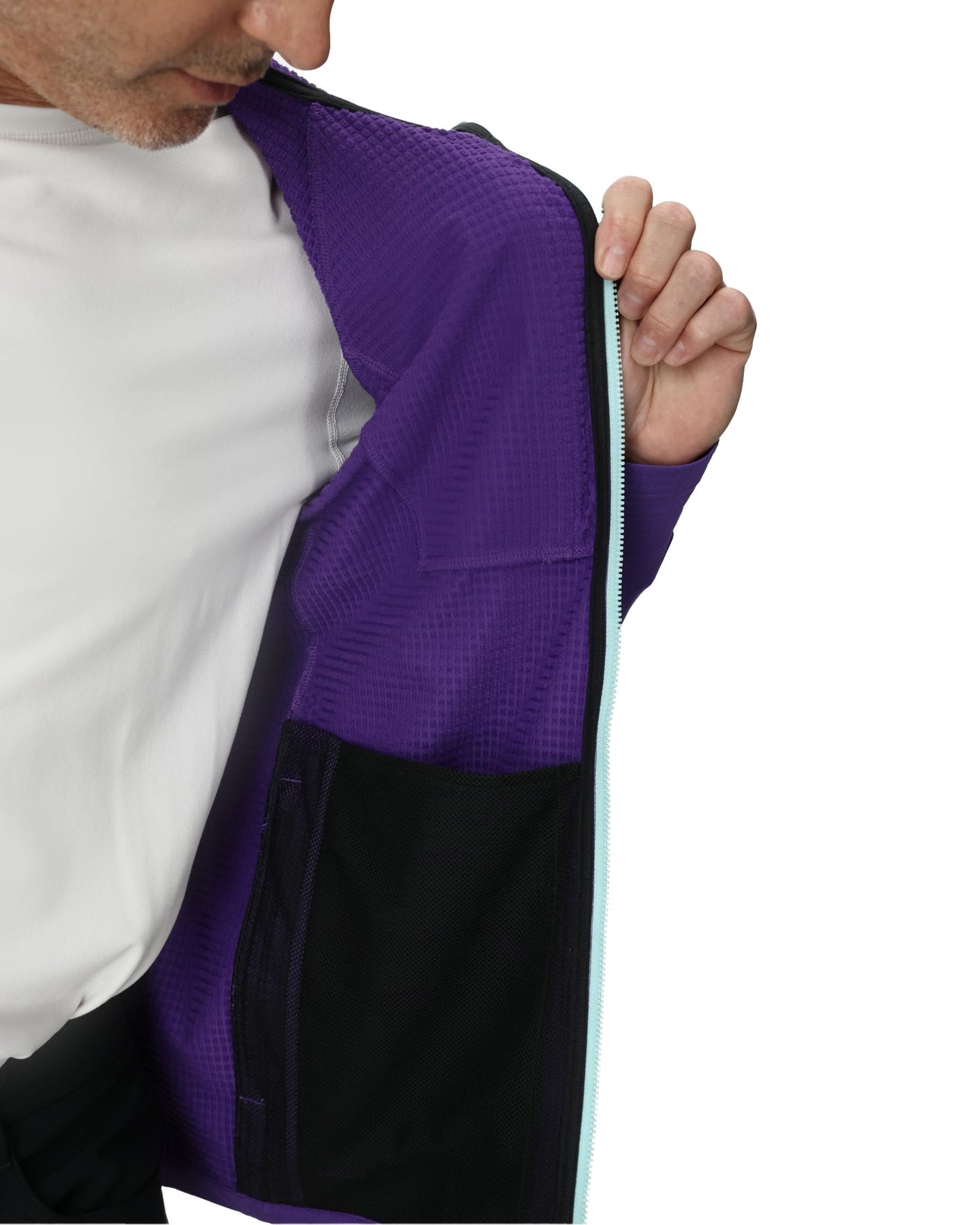 Herren-Fleece-Hoodie mit Gridweb-Webmuster – Dunkelviolett