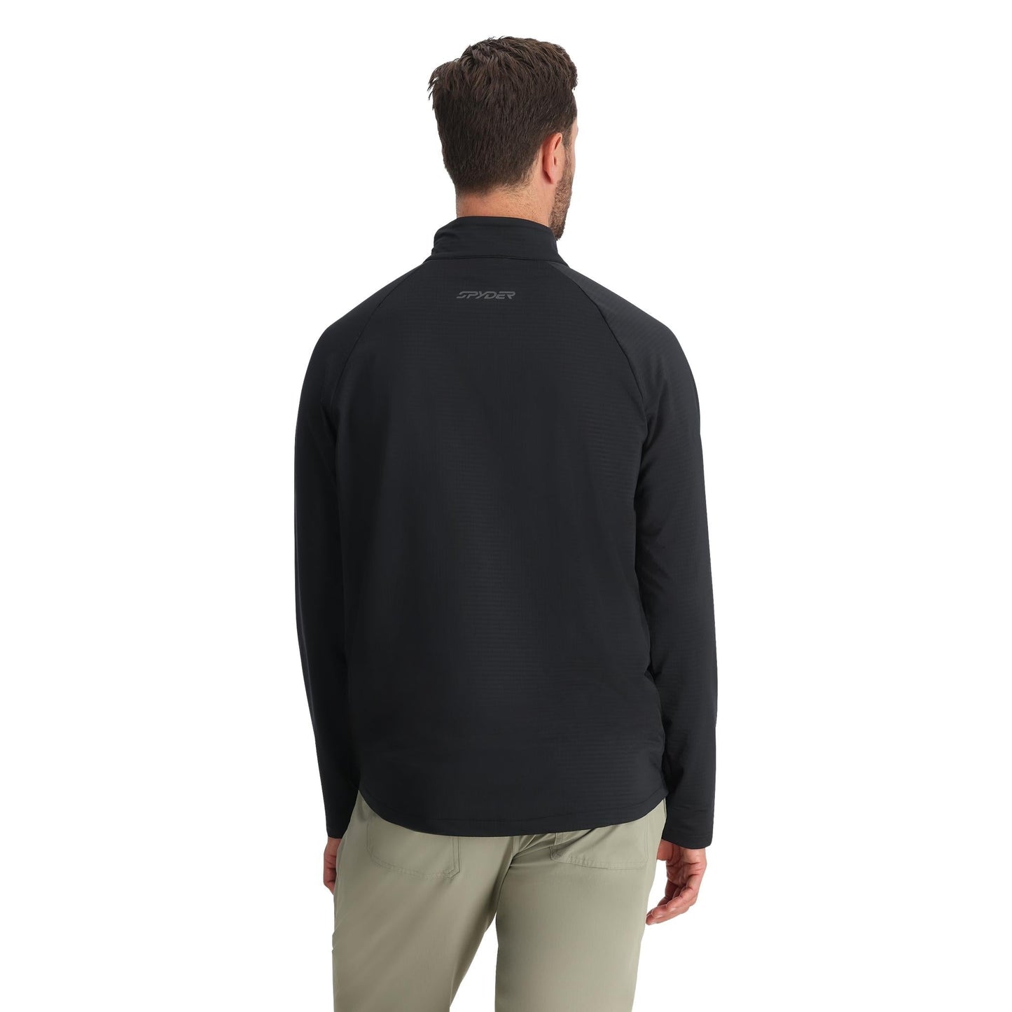 Herren-Fleece-Fleece mit halbem Reißverschluss (Gridweb) – Schwarz