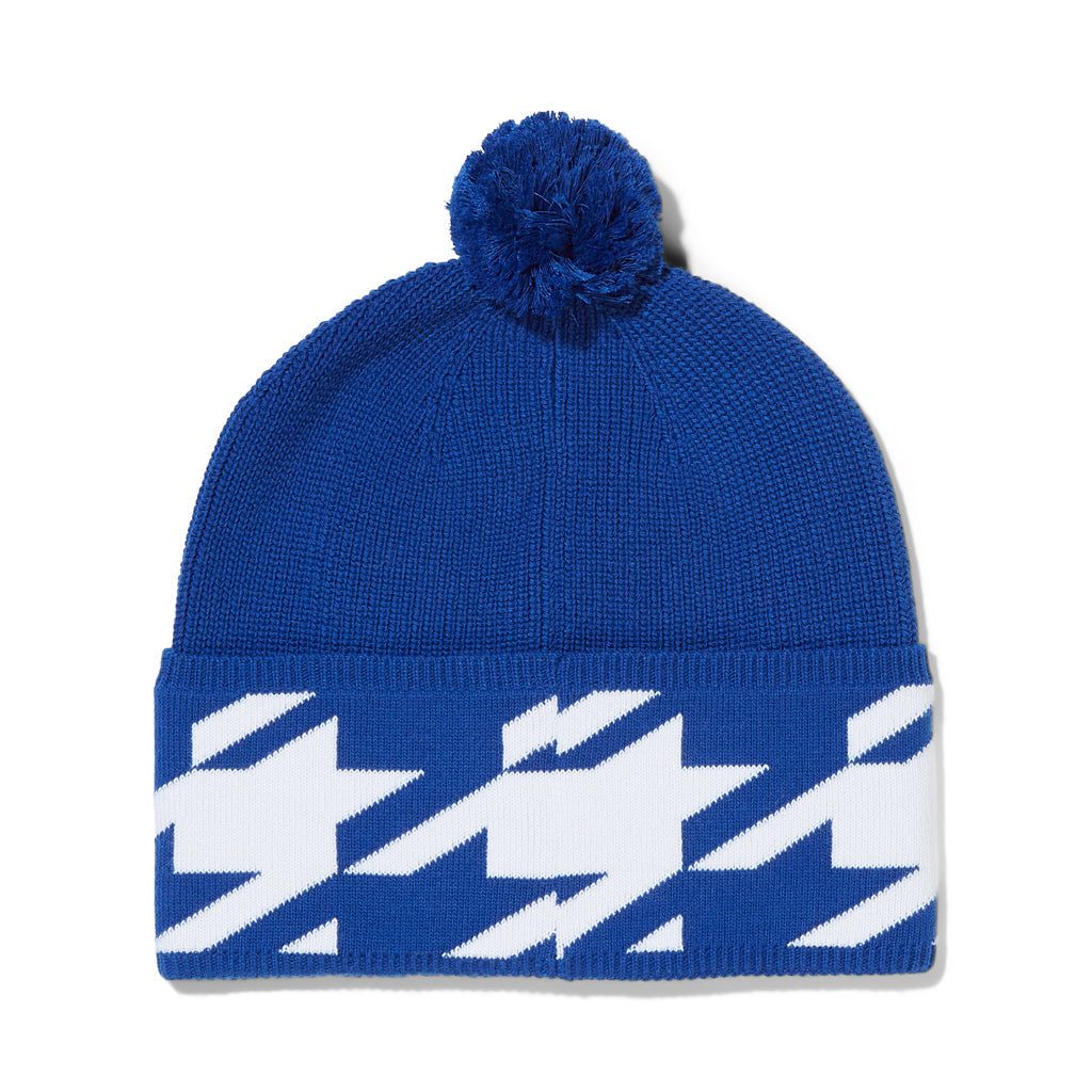 Pompon pied-de-poule pour femme - Bleu électrique