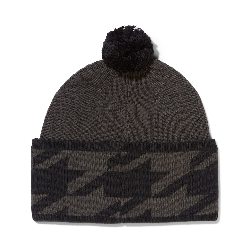 Damen-Pompon mit Hahnentrittmuster – Wintermoss