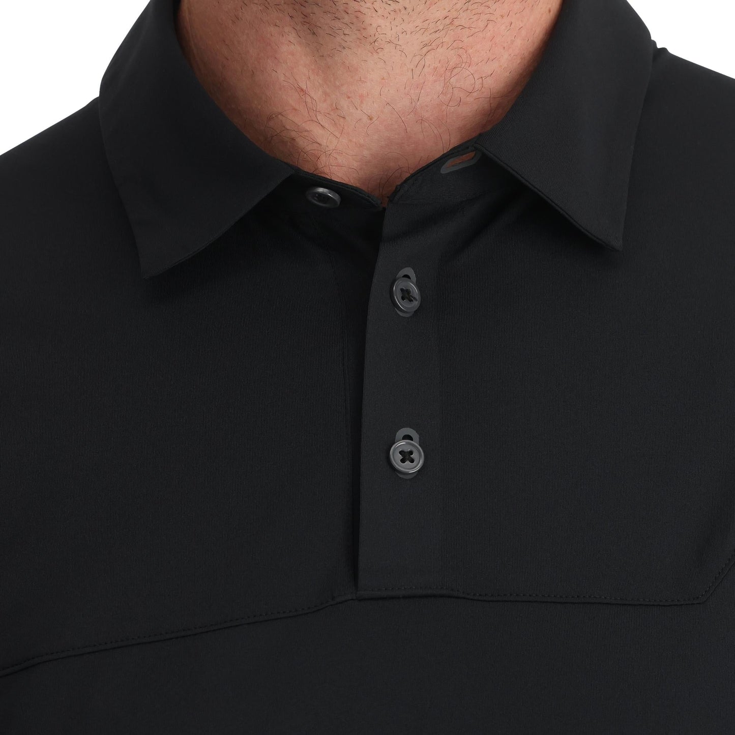 Links Kurzarm-Tech-Polo für Herren – Schwarz