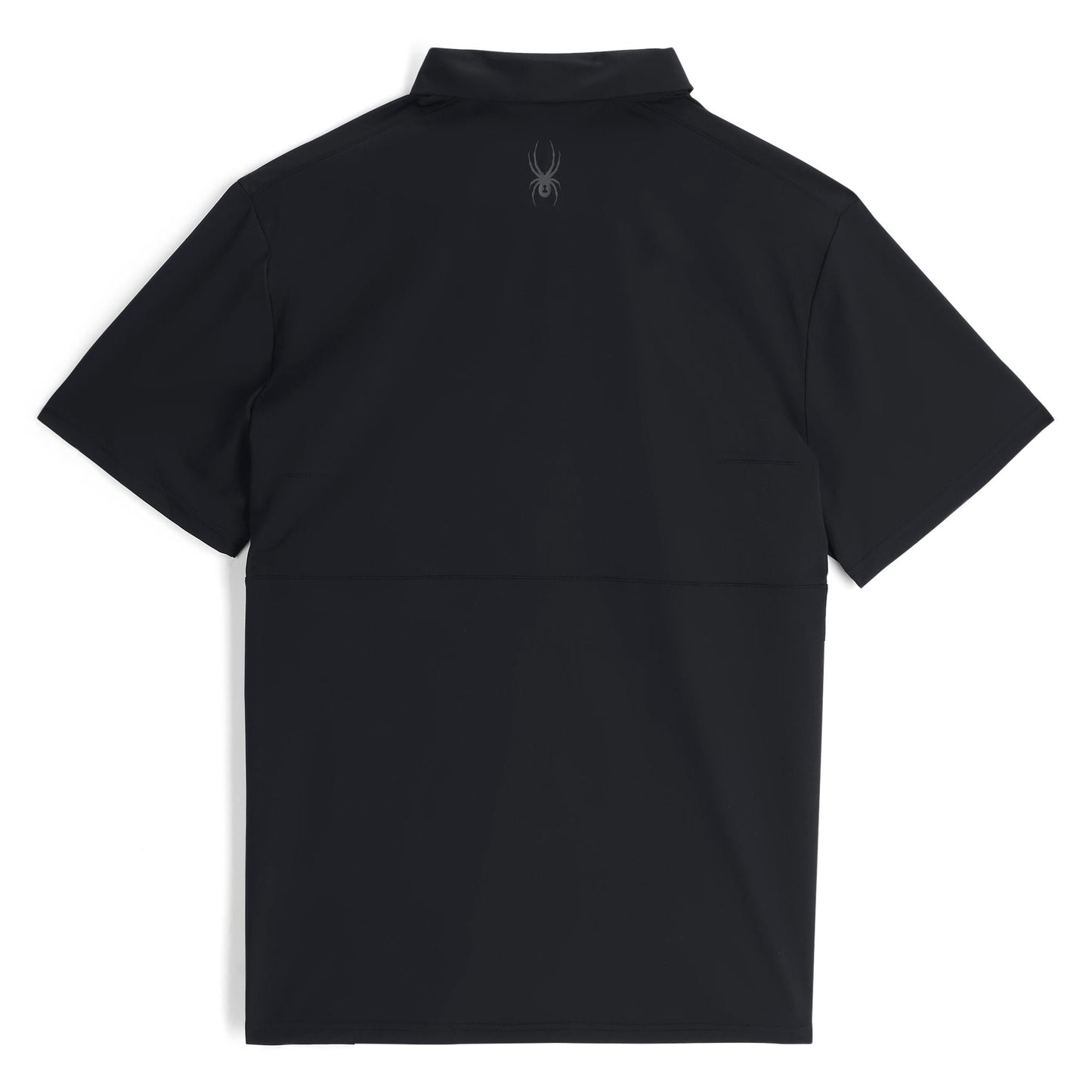 Links Kurzarm-Tech-Polo für Herren – Schwarz