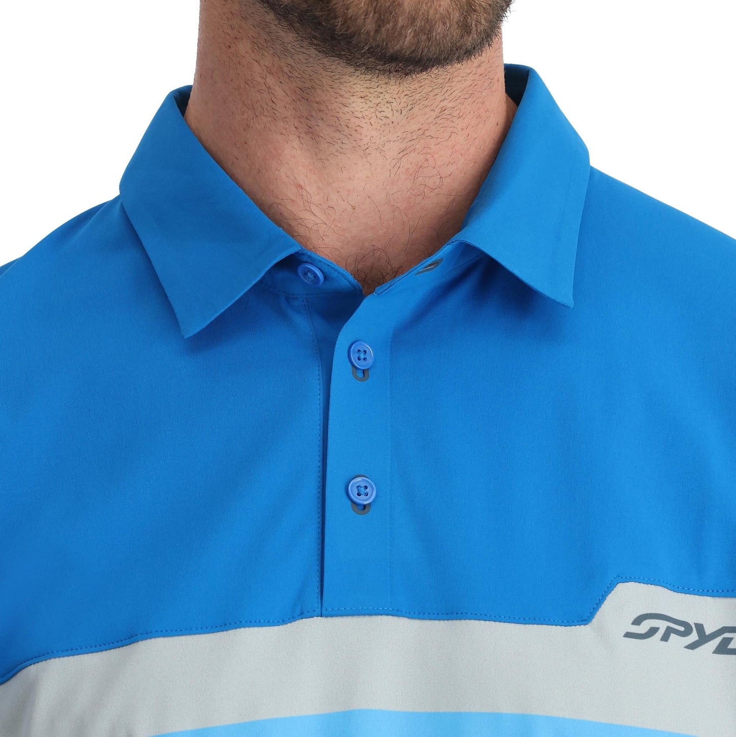 Links Kurzarm-Tech-Polo für Herren – Kobalt