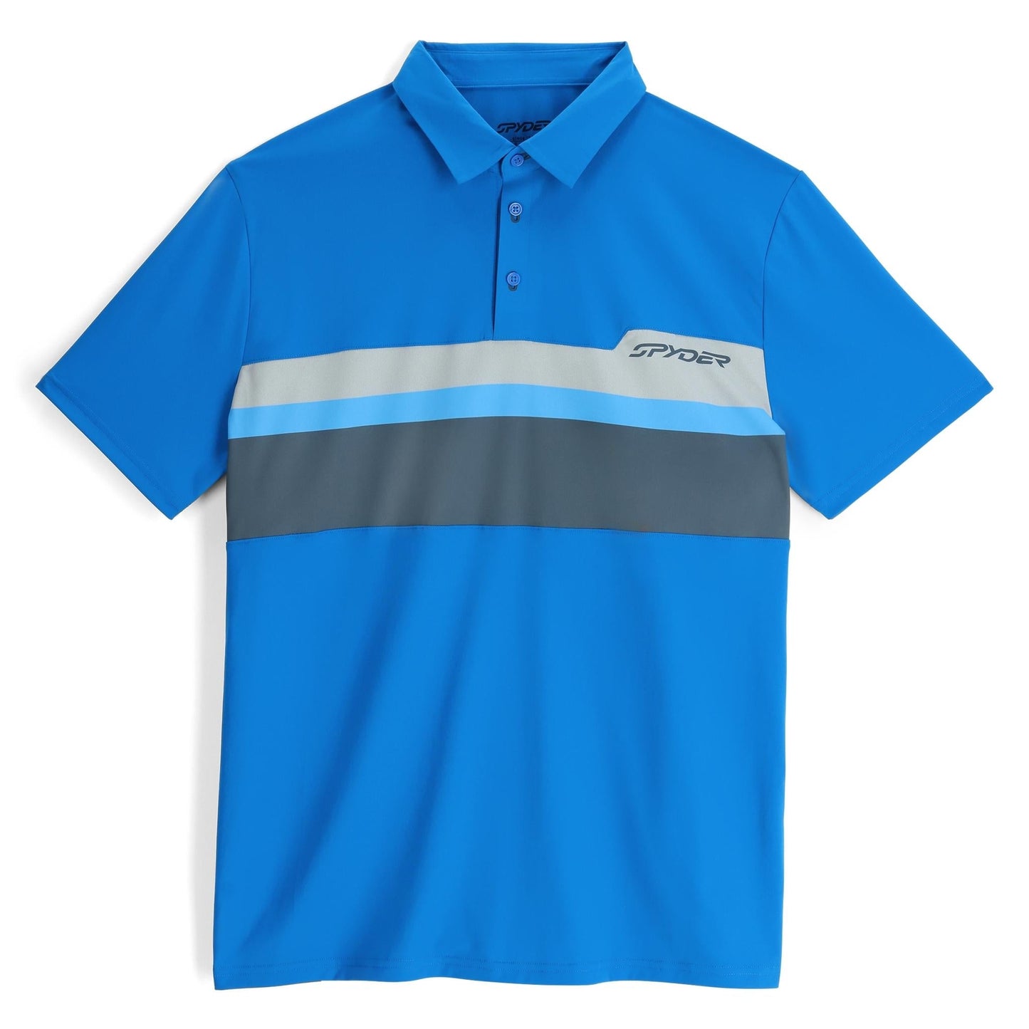 Links Kurzarm-Tech-Polo für Herren – Kobalt
