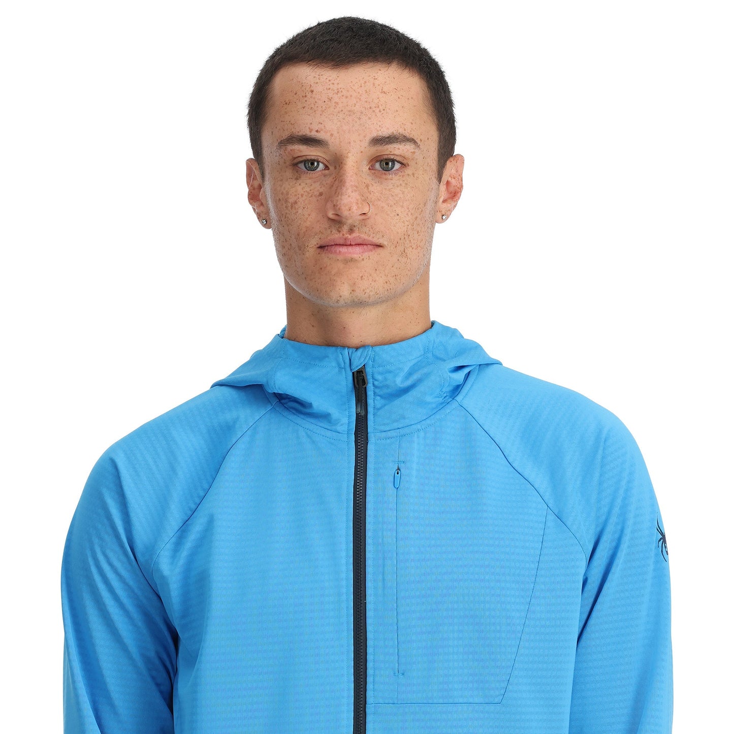Sweat à capuche technique Gridweb pour homme - Bleu Aether