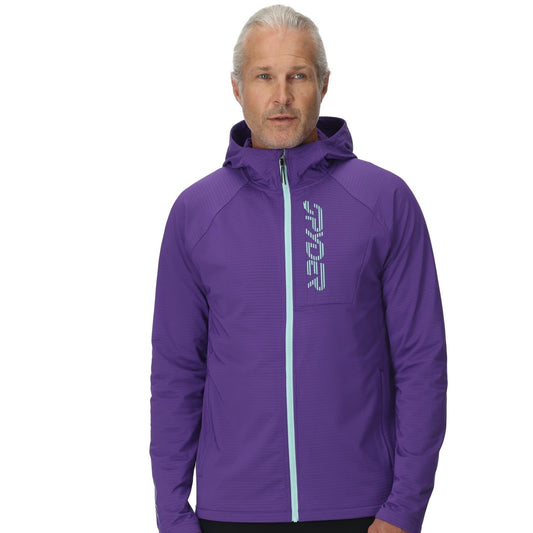 Herren-Fleece-Hoodie mit Gridweb-Webmuster – Dunkelviolett