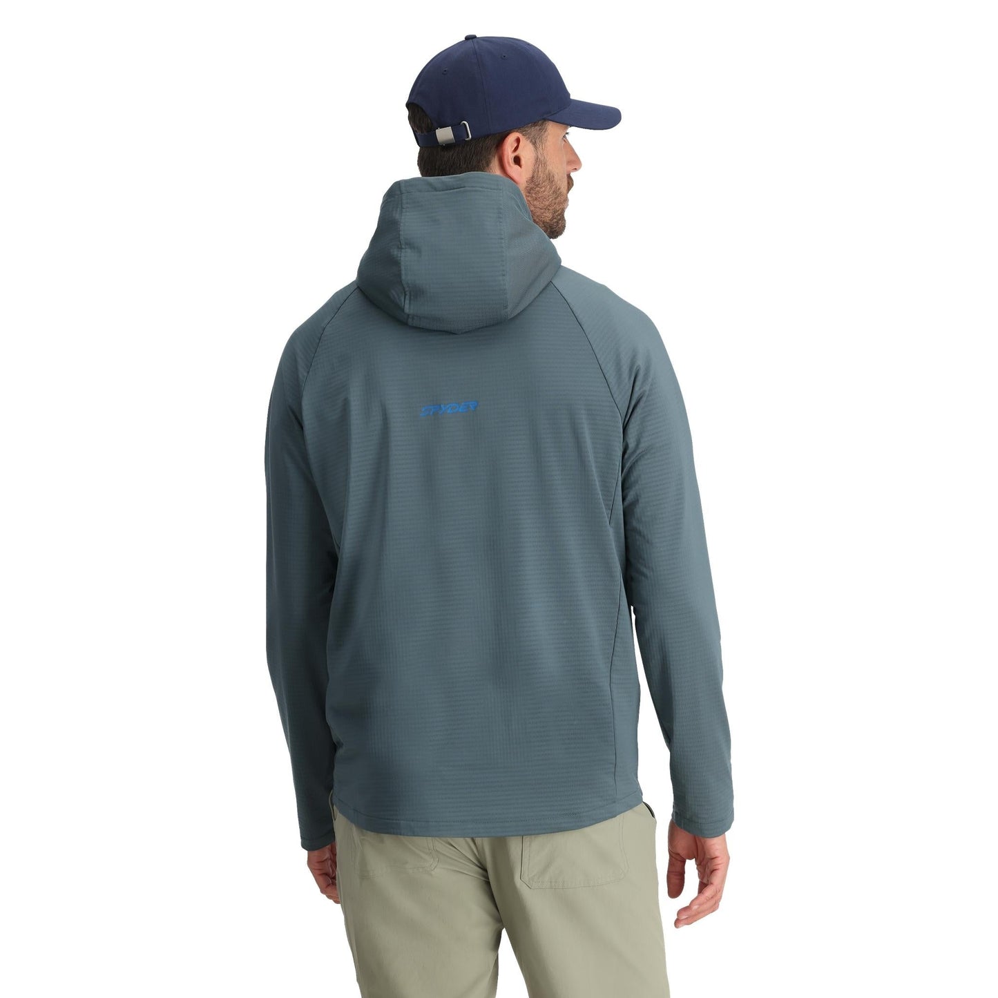 Herren-Hoodie mit Gridweb-Webmuster – Schieferblau