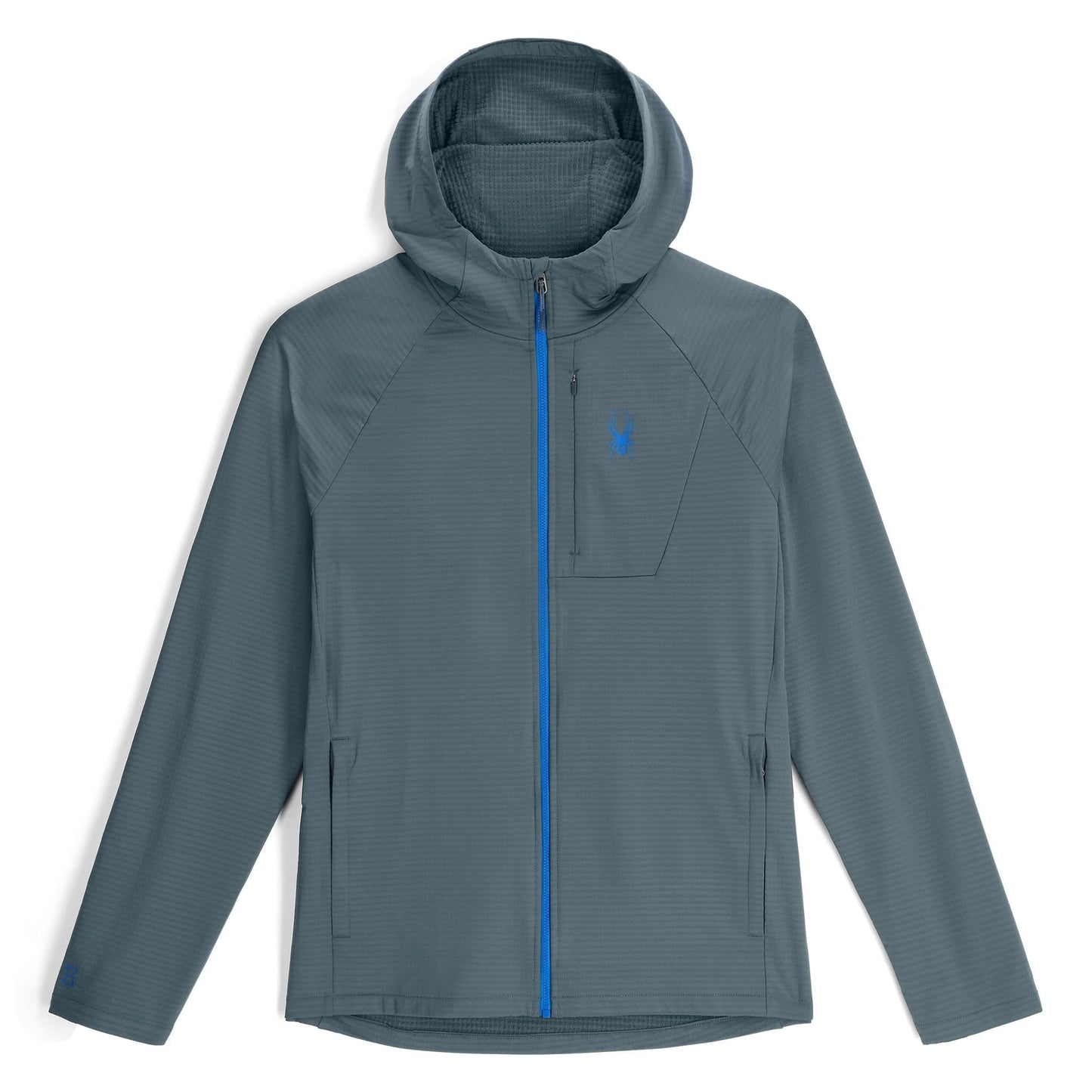 Herren-Hoodie mit Gridweb-Webmuster – Schieferblau