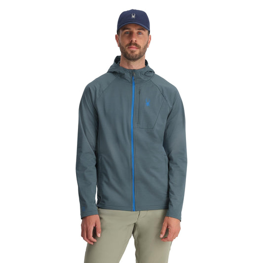 Herren-Hoodie mit Gridweb-Webmuster – Schieferblau