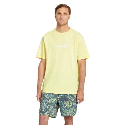 Herren-T-Shirt mit Insekten- und Schriftzug-Print – Aura Gelb