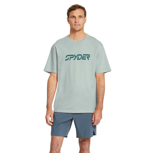 Herren Kurzarm-T-Shirt mit Schriftzug – Wolkenblau