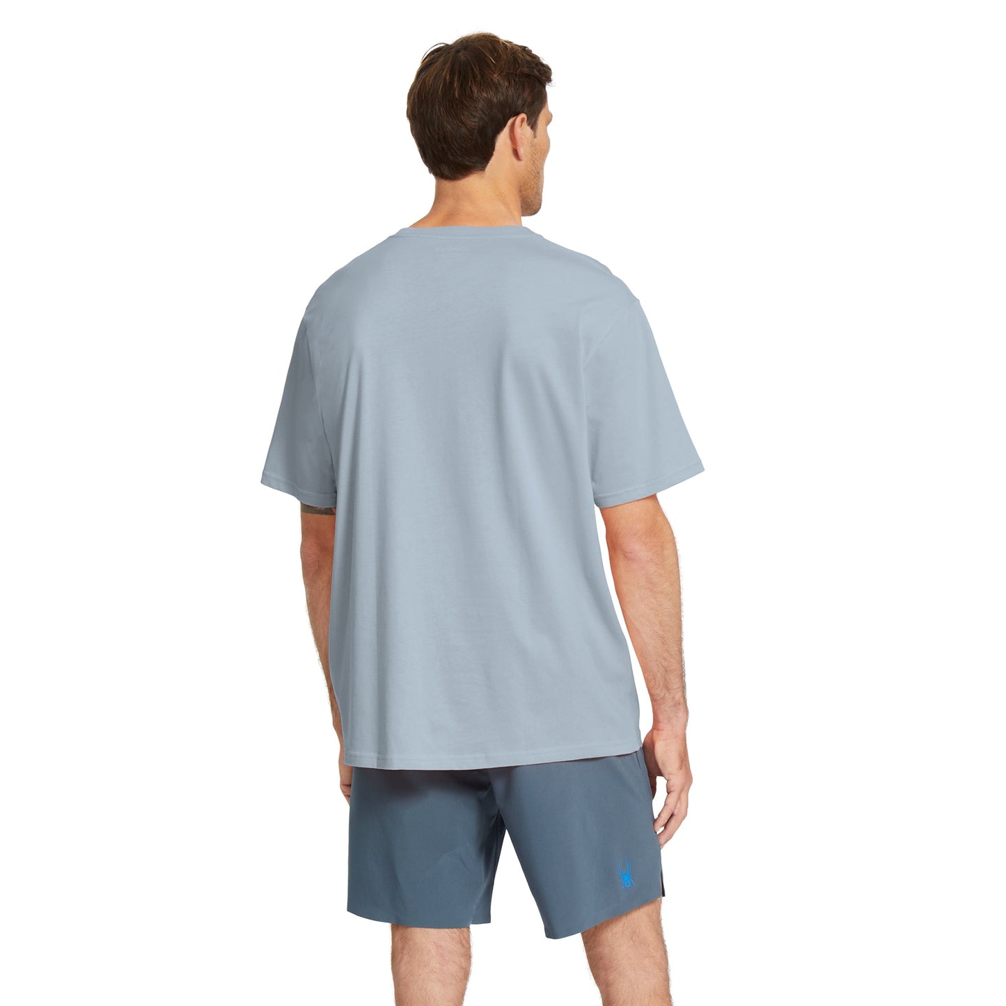 Herren Kurzarm-T-Shirt mit Schriftzug – Carolina-Blau