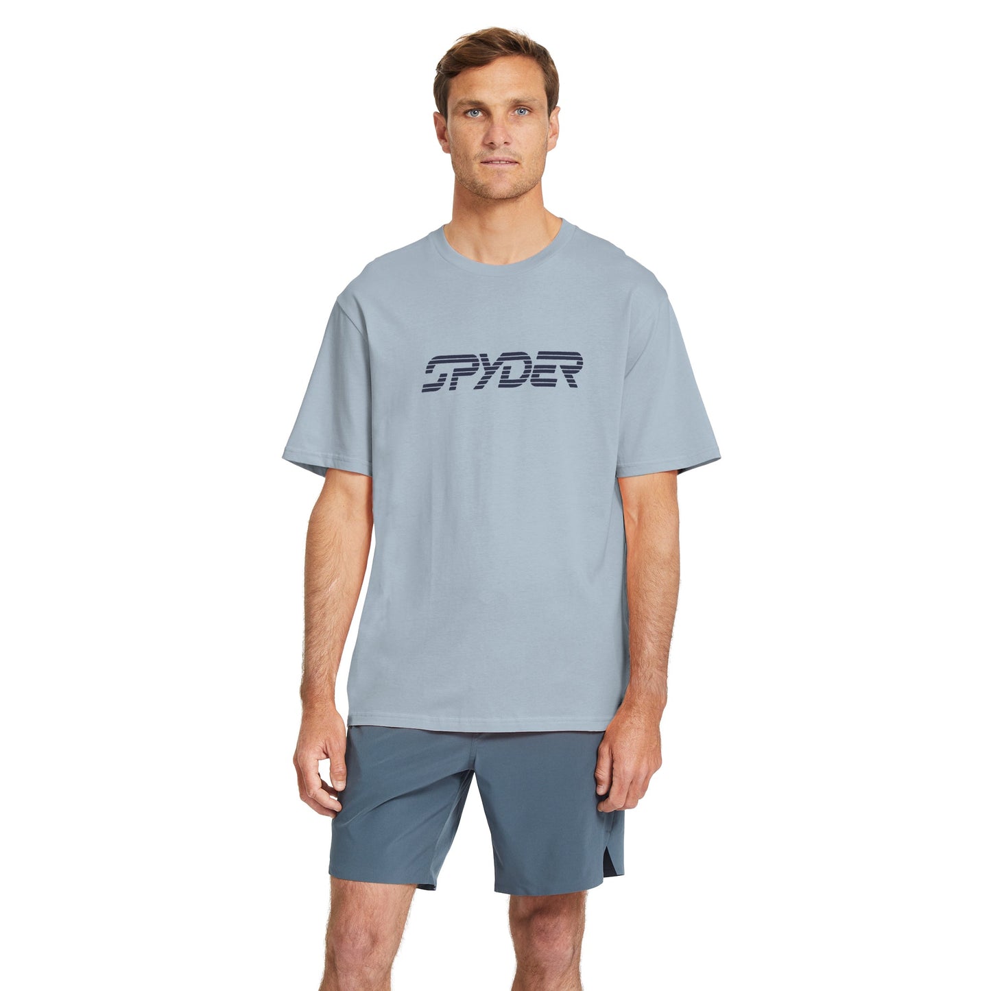 Herren Kurzarm-T-Shirt mit Schriftzug – Carolina-Blau