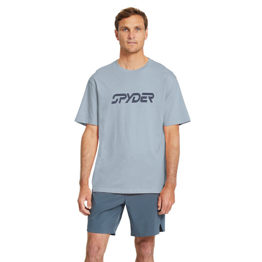 Herren Kurzarm-T-Shirt mit Schriftzug – Carolina-Blau