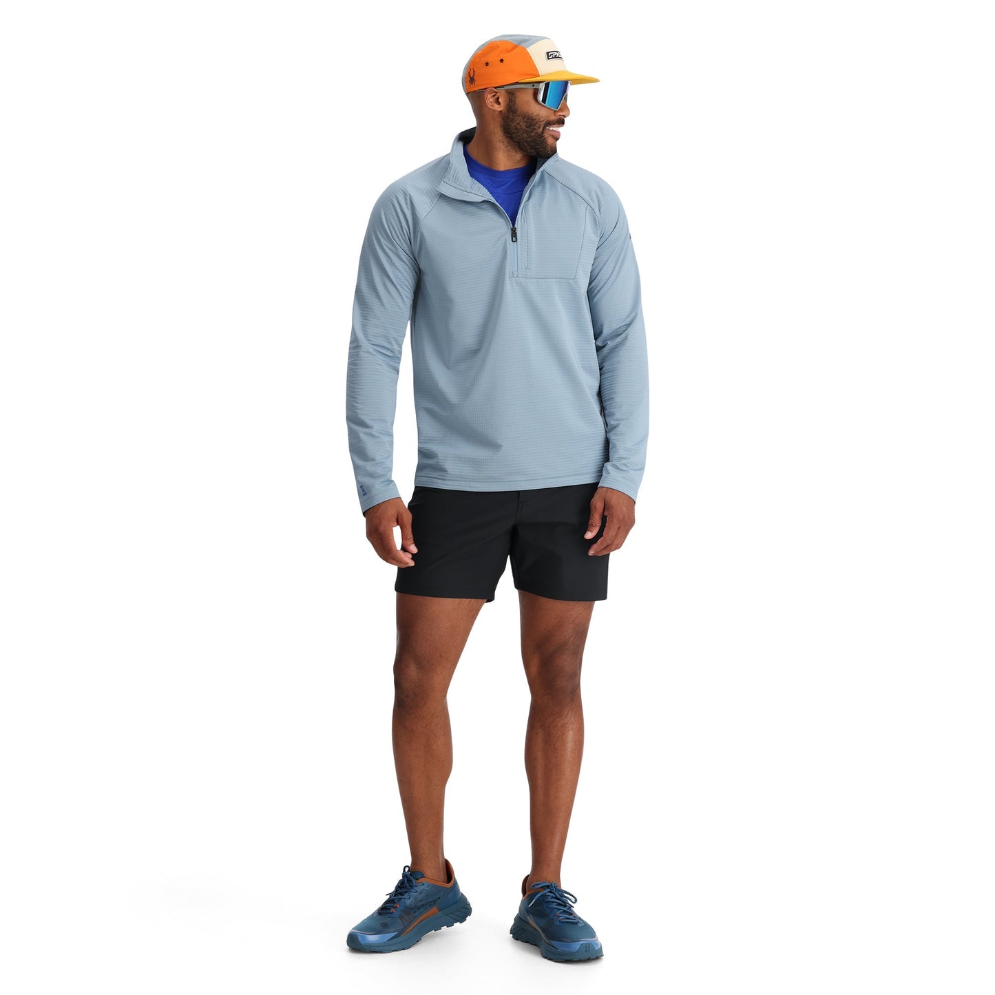 Herren Gridweb Tech Half Zip - Blue Fog