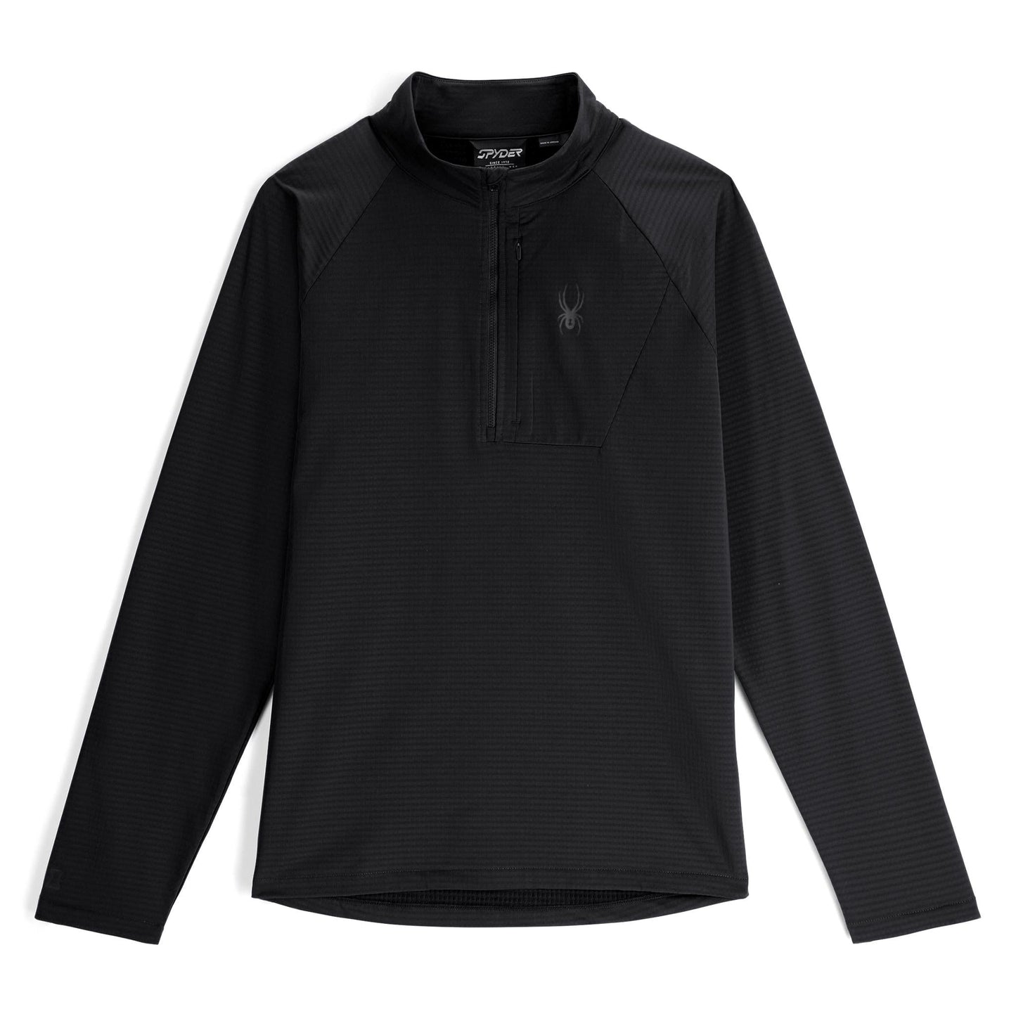 Herren-Fleece-Fleece mit halbem Reißverschluss (Gridweb) – Schwarz