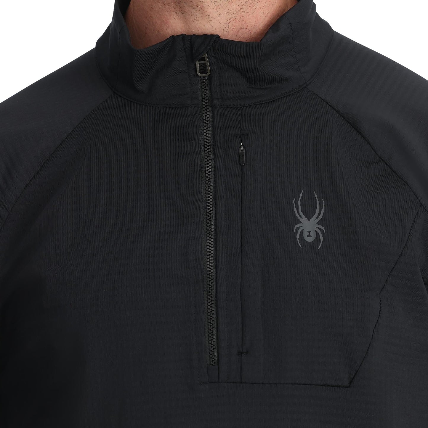 Herren-Fleece-Fleece mit halbem Reißverschluss (Gridweb) – Schwarz