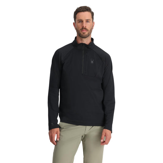 Herren-Fleece-Fleece mit halbem Reißverschluss (Gridweb) – Schwarz