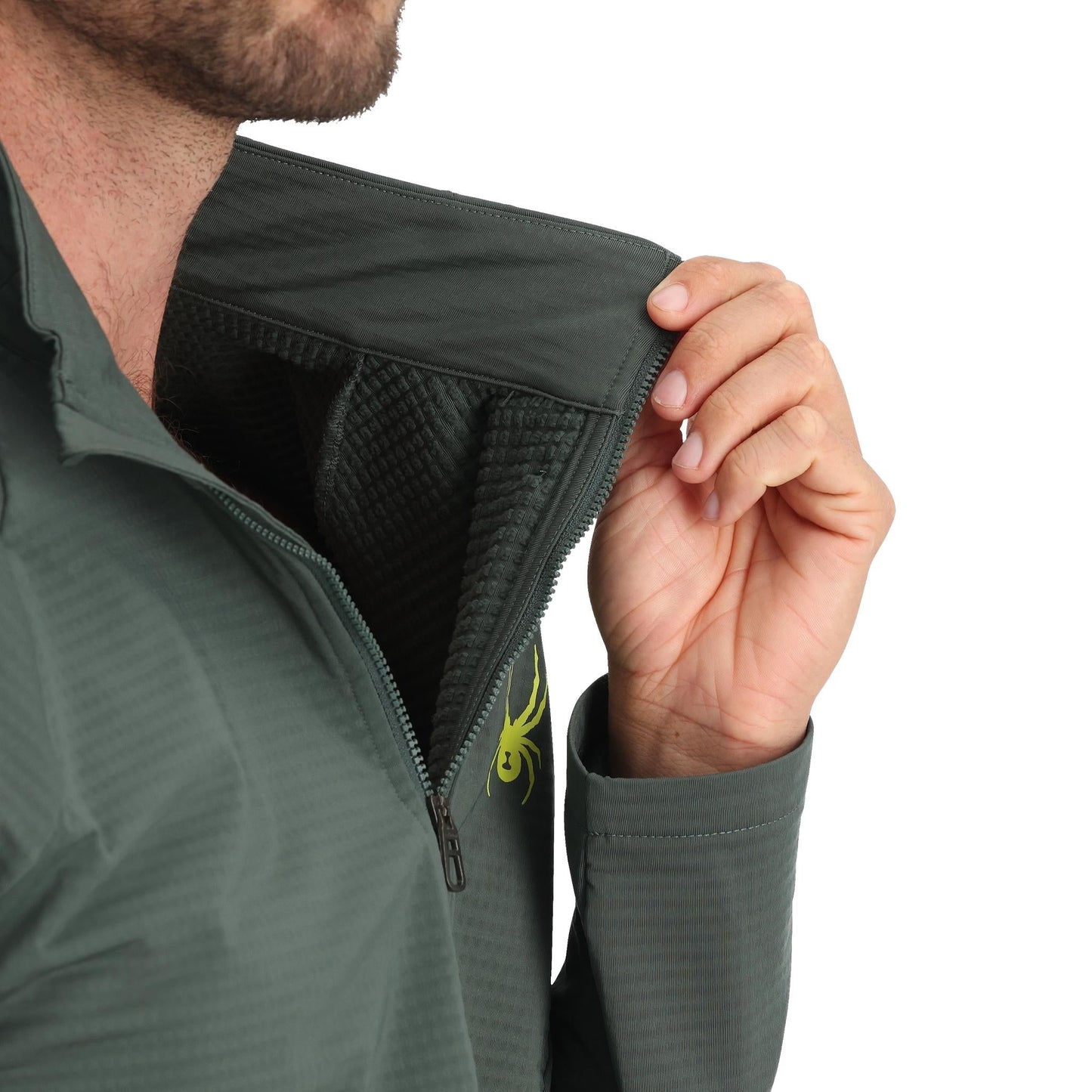 Polaire Gridweb pour homme, demi-zip - Vert forêt