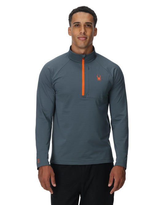 Herren-Fleece-Hoodie mit Gridweb-Webmuster – Schieferblau