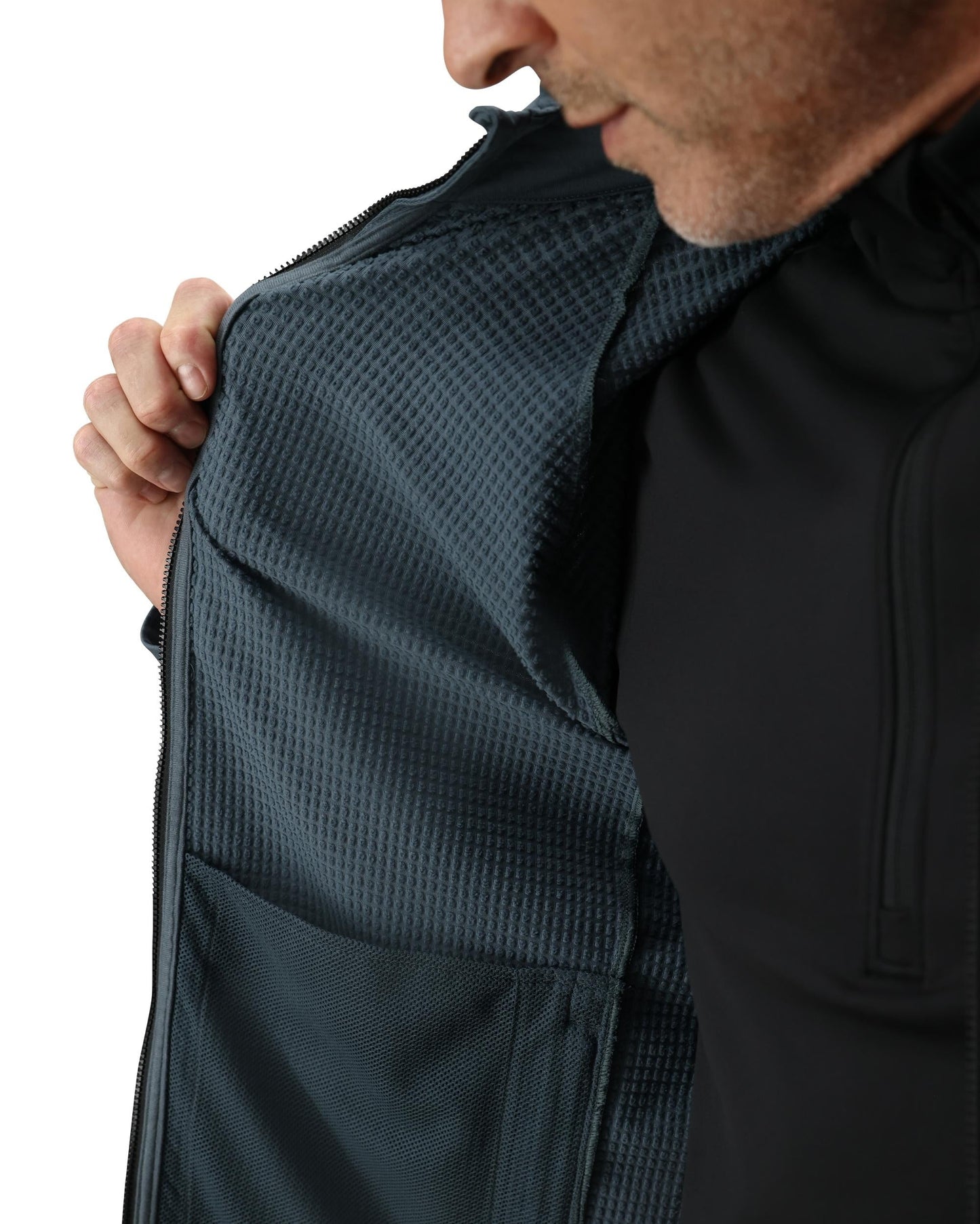 Herren Gridweb Full Zip - Schieferblau