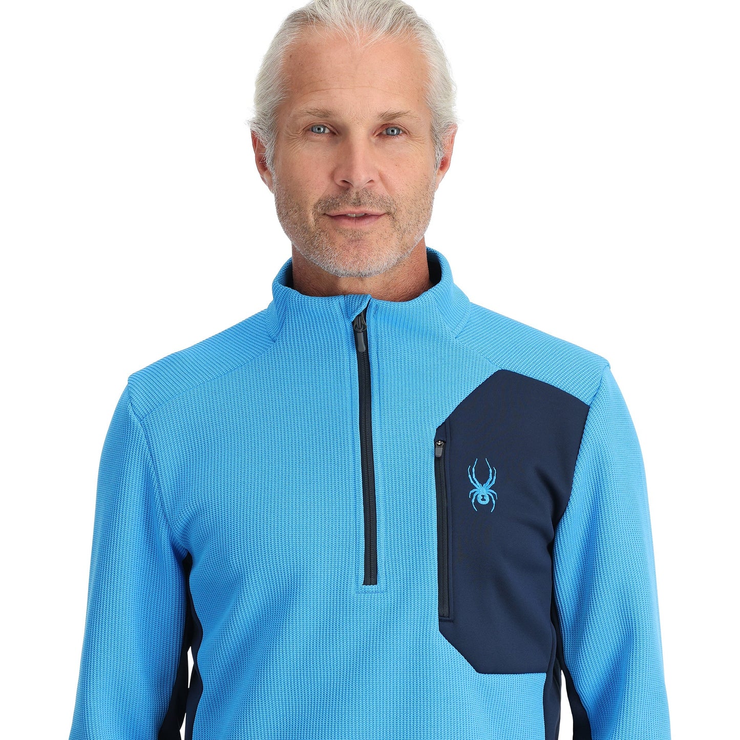 Pull Bandit demi-zip pour homme - Bleu éther