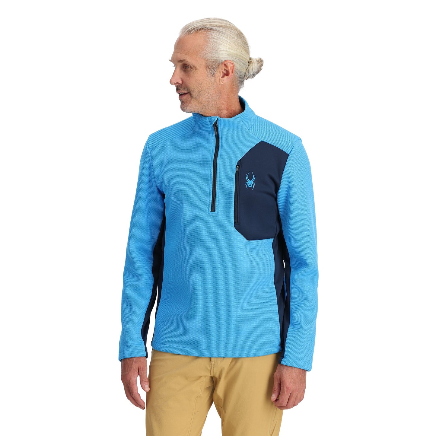 Pull Bandit demi-zip pour homme - Bleu éther