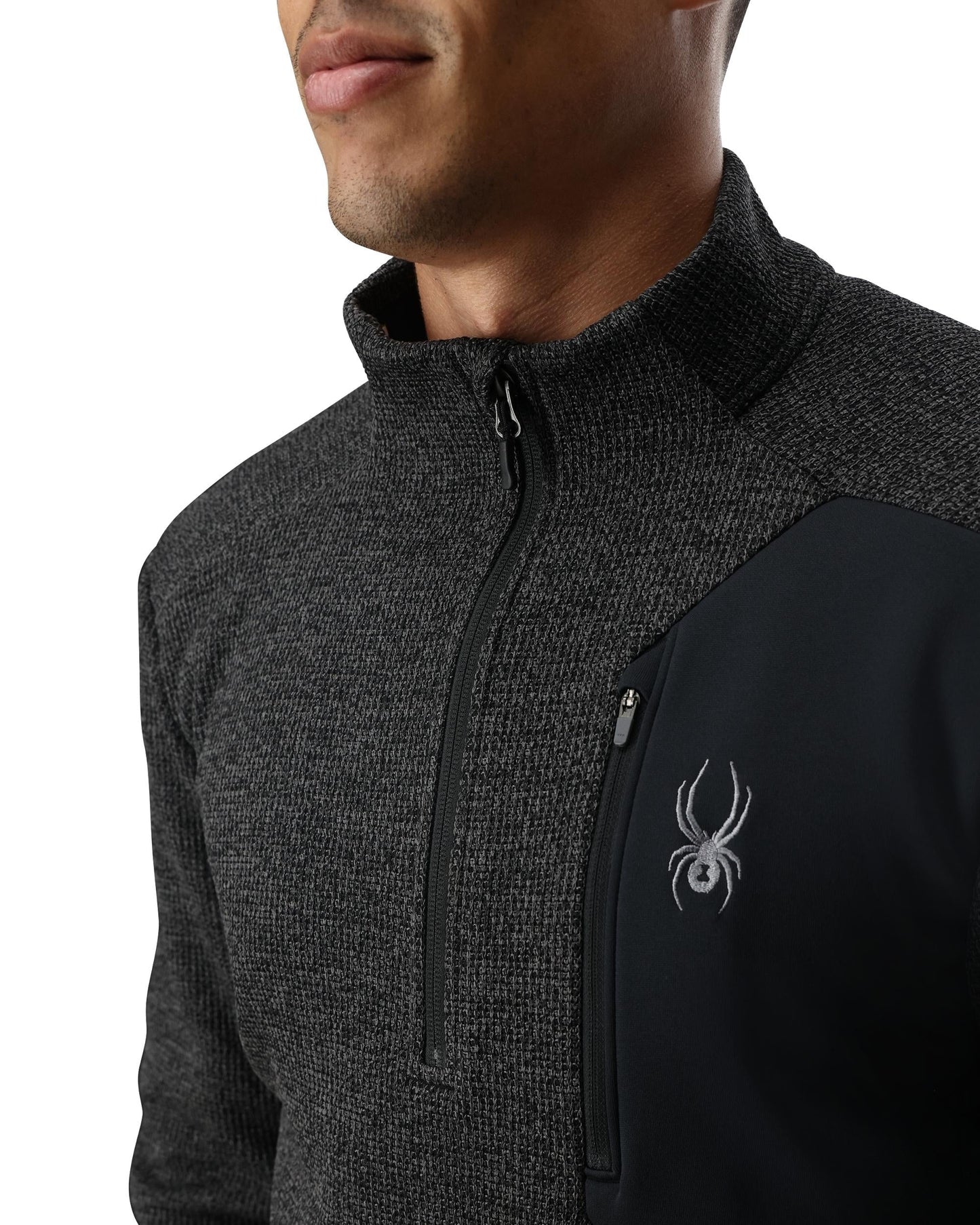 Herren Bandit Half Zip - Kalkstein/Schwarz meliert