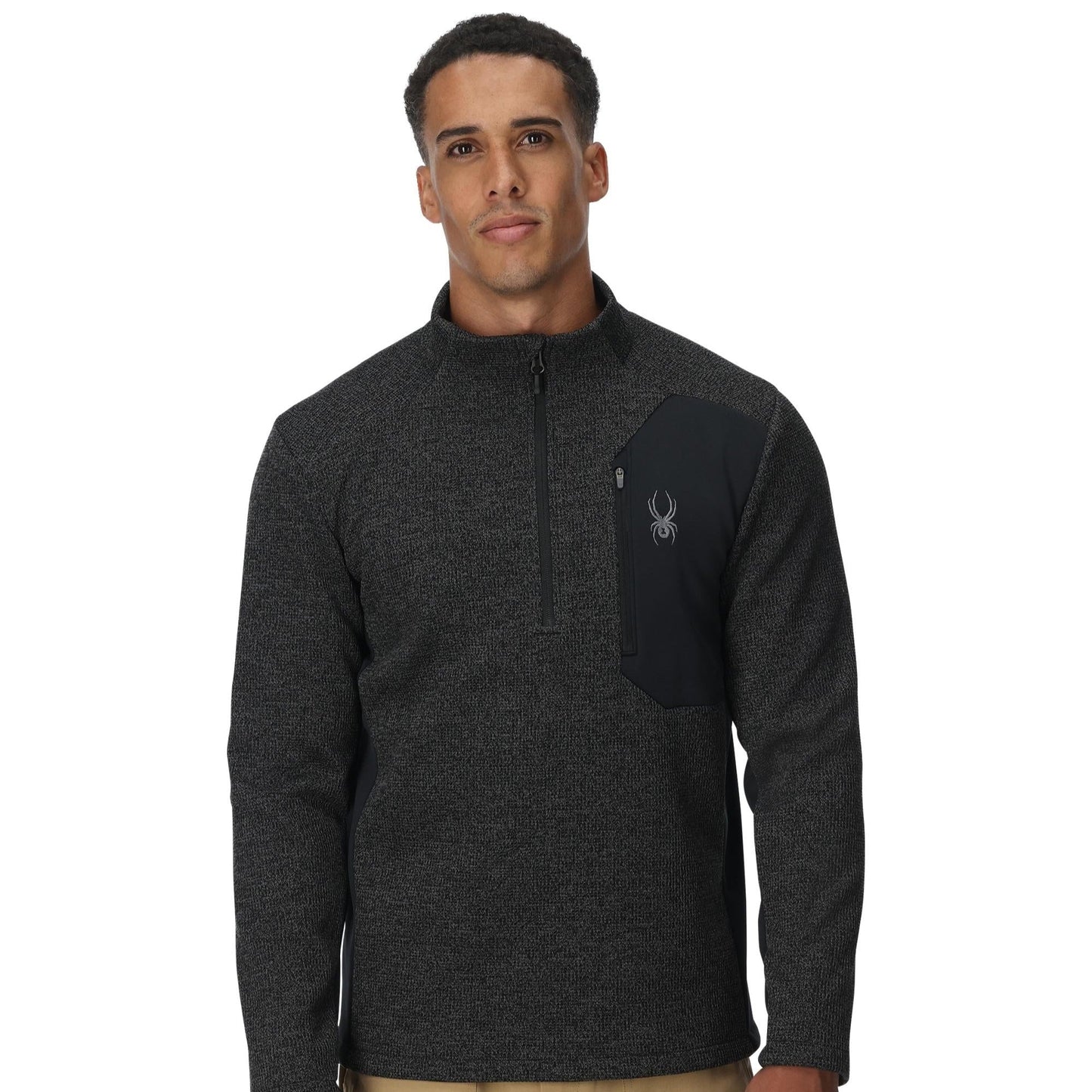 Herren Bandit Half Zip - Kalkstein/Schwarz meliert