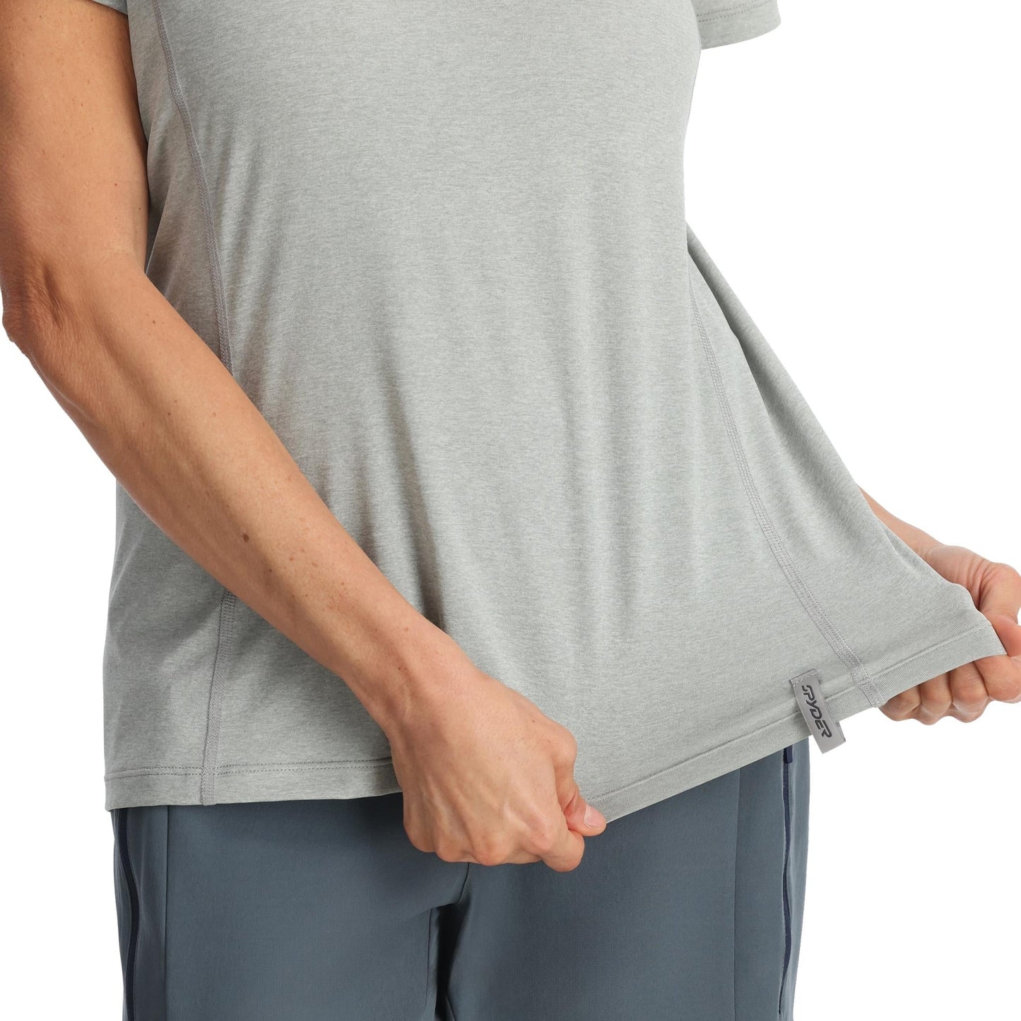 Arc Damen Kurzarm-T-Shirt mit Rundhalsausschnitt – Zinnfarben
