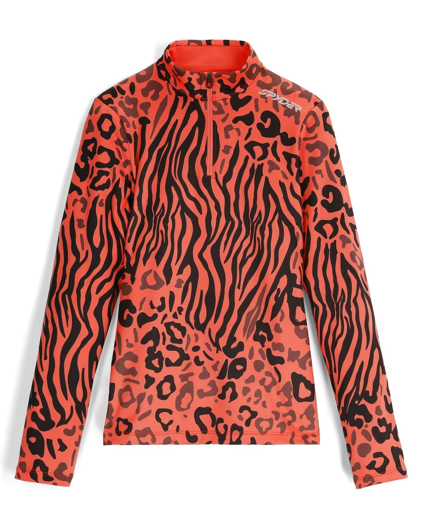 Womens Vivid Half Zip - Animal Print Coral Haze