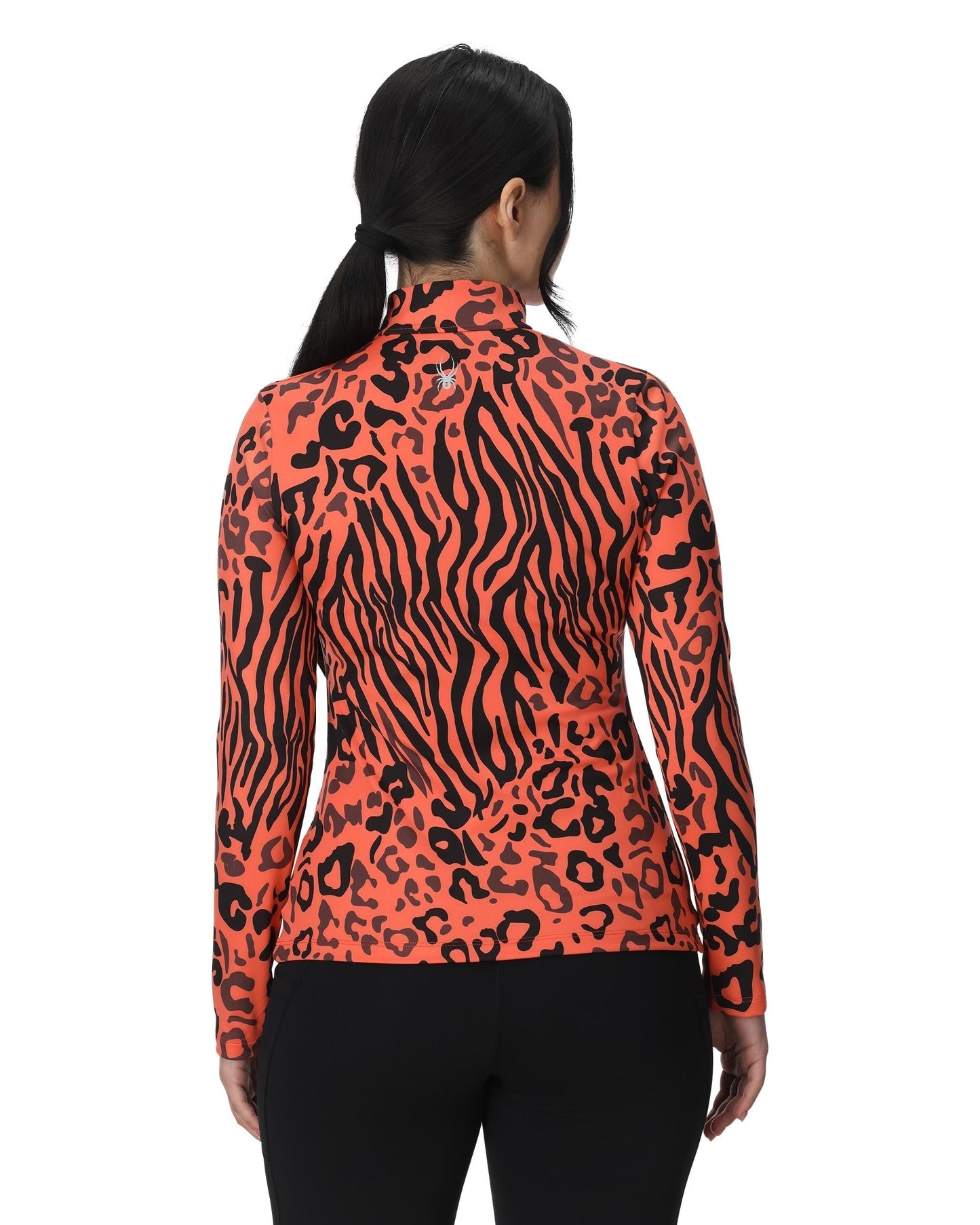 Womens Vivid Half Zip - Animal Print Coral Haze