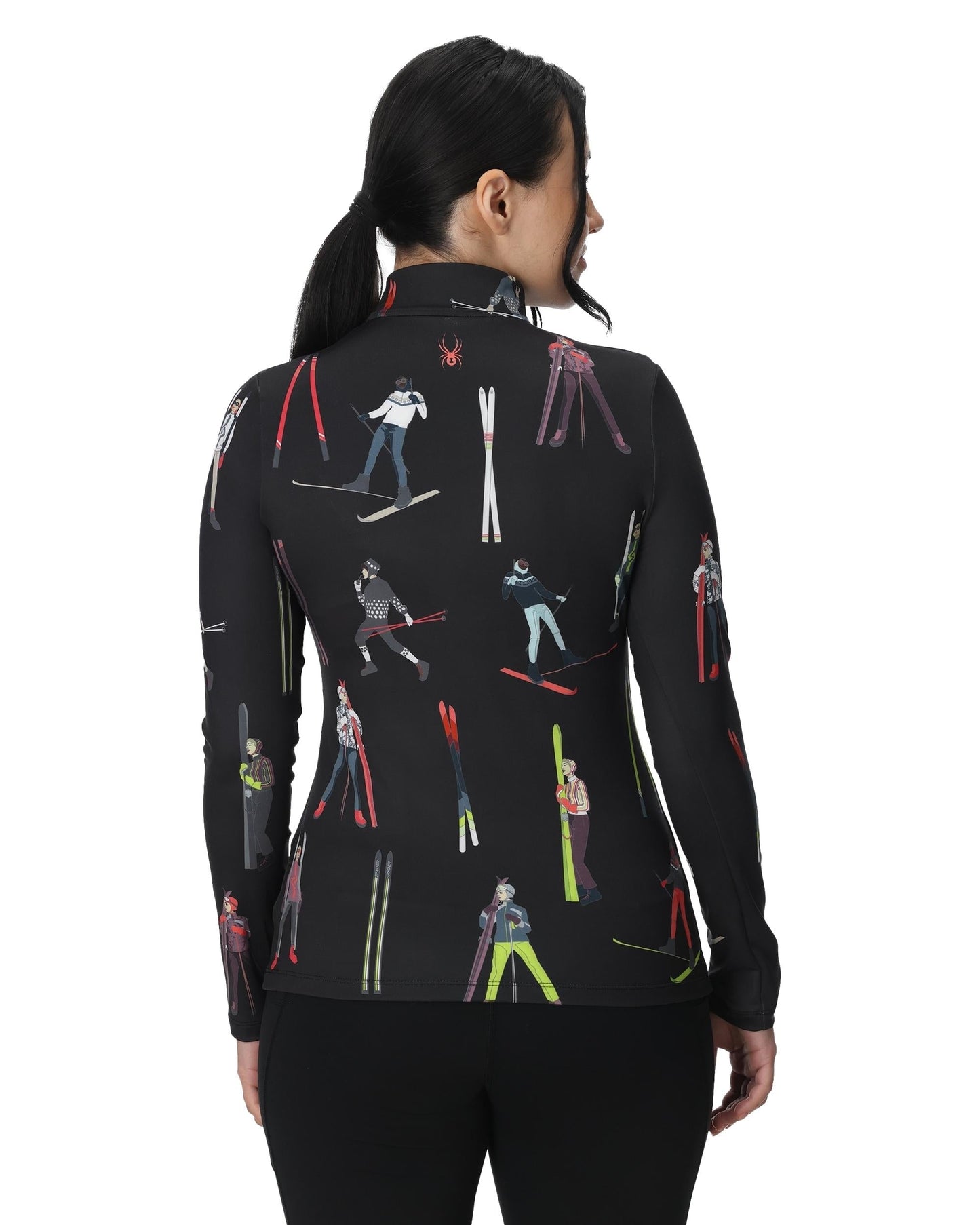 Vivid Damen-Pullover mit halbem Reißverschluss – Vintage-Look, Schwarz
