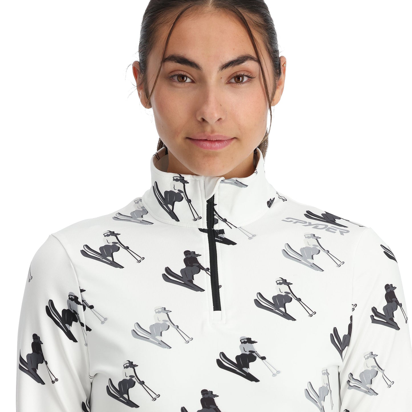 Vivid Damen-Pullover mit halbem Reißverschluss – Weiß