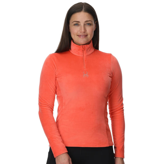 Shimmer Bug Damen-Halbzip-Pullover – Korallenrot