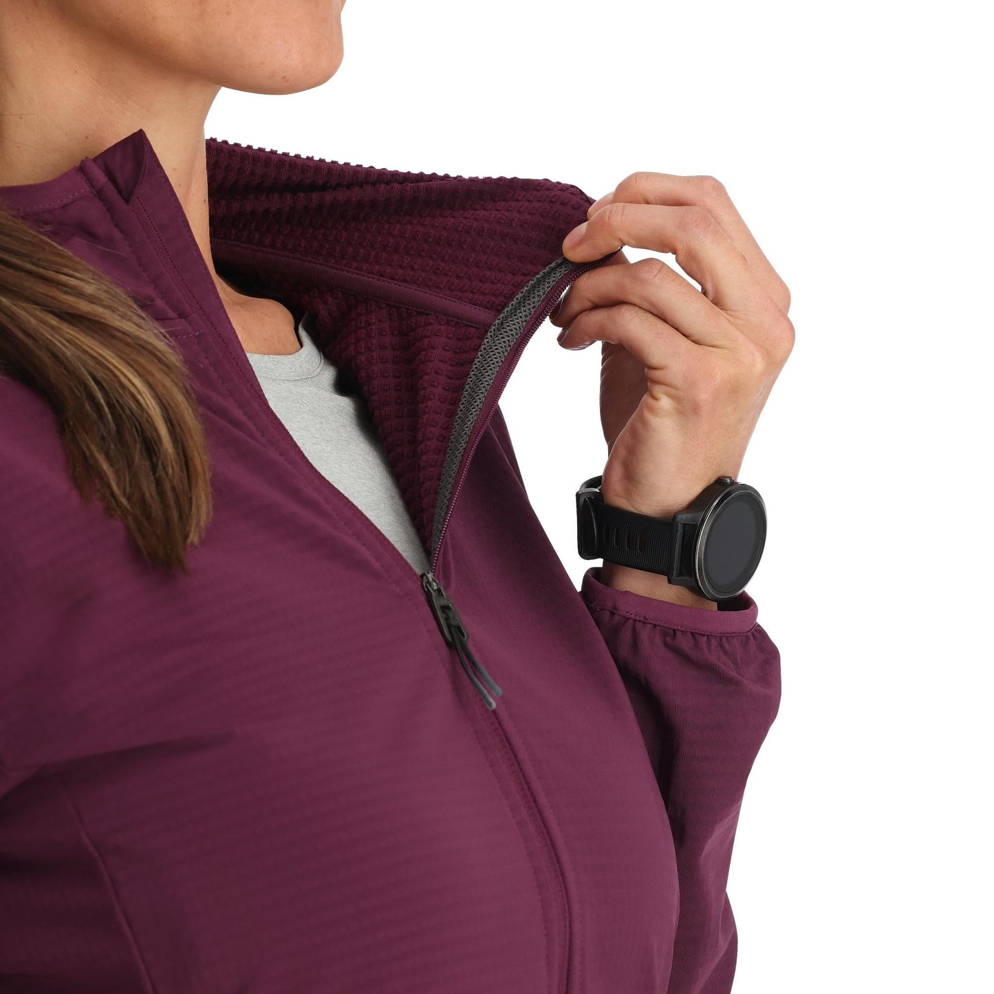 Damen-Fleece-Hoodie mit Gridweb-Technologie – Pflaume