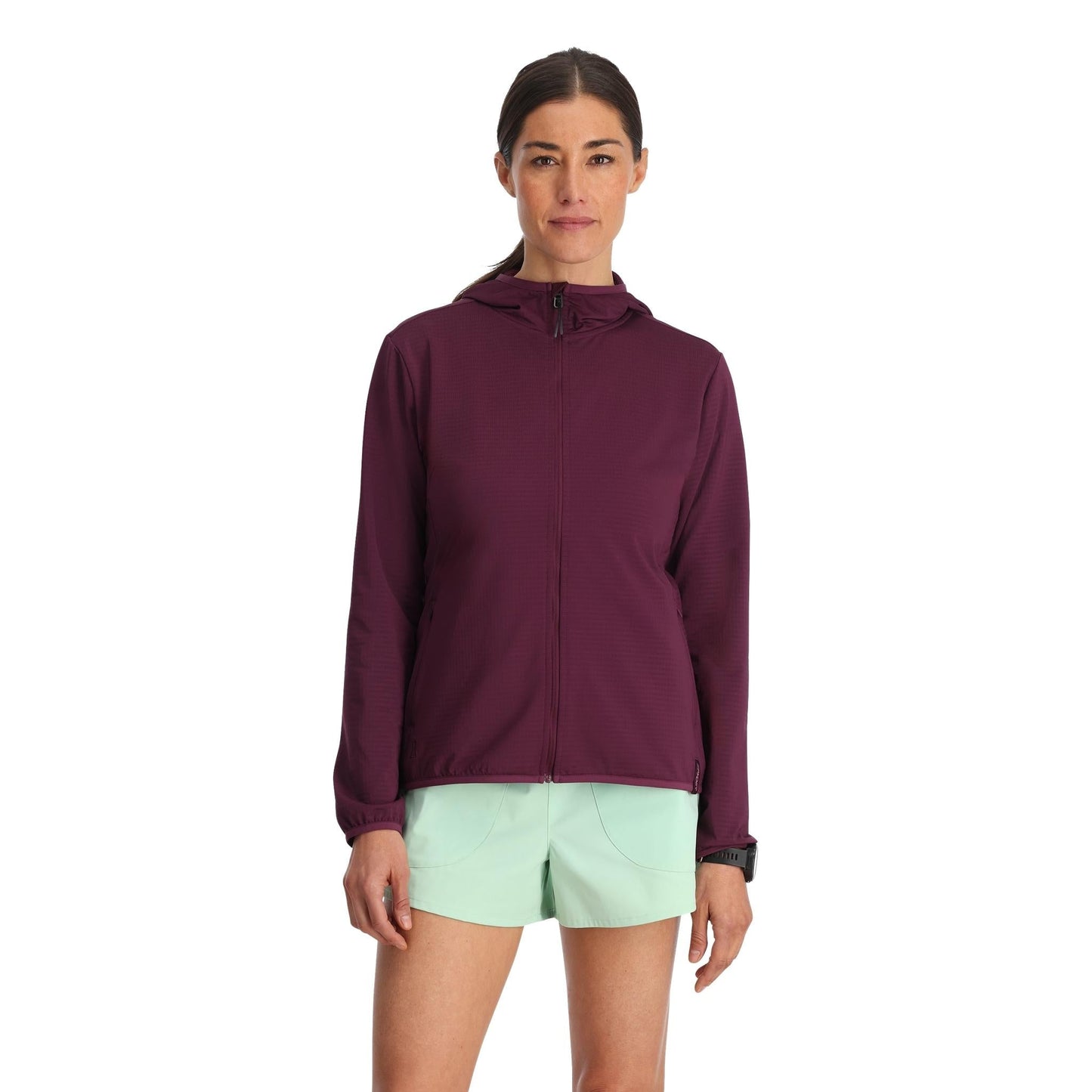 Damen-Fleece-Hoodie mit Gridweb-Technologie – Pflaume
