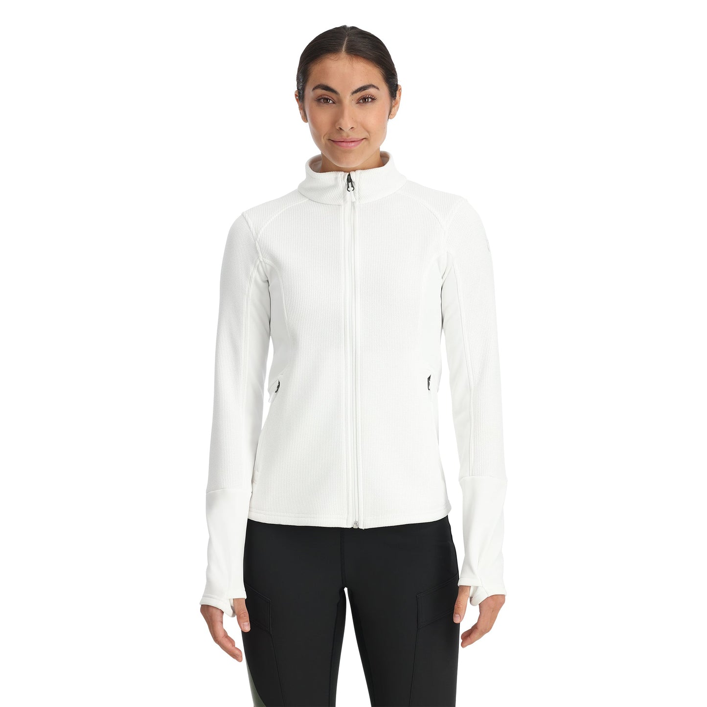Damen-Bandita-Pullover mit durchgehendem Reißverschluss – Weiß