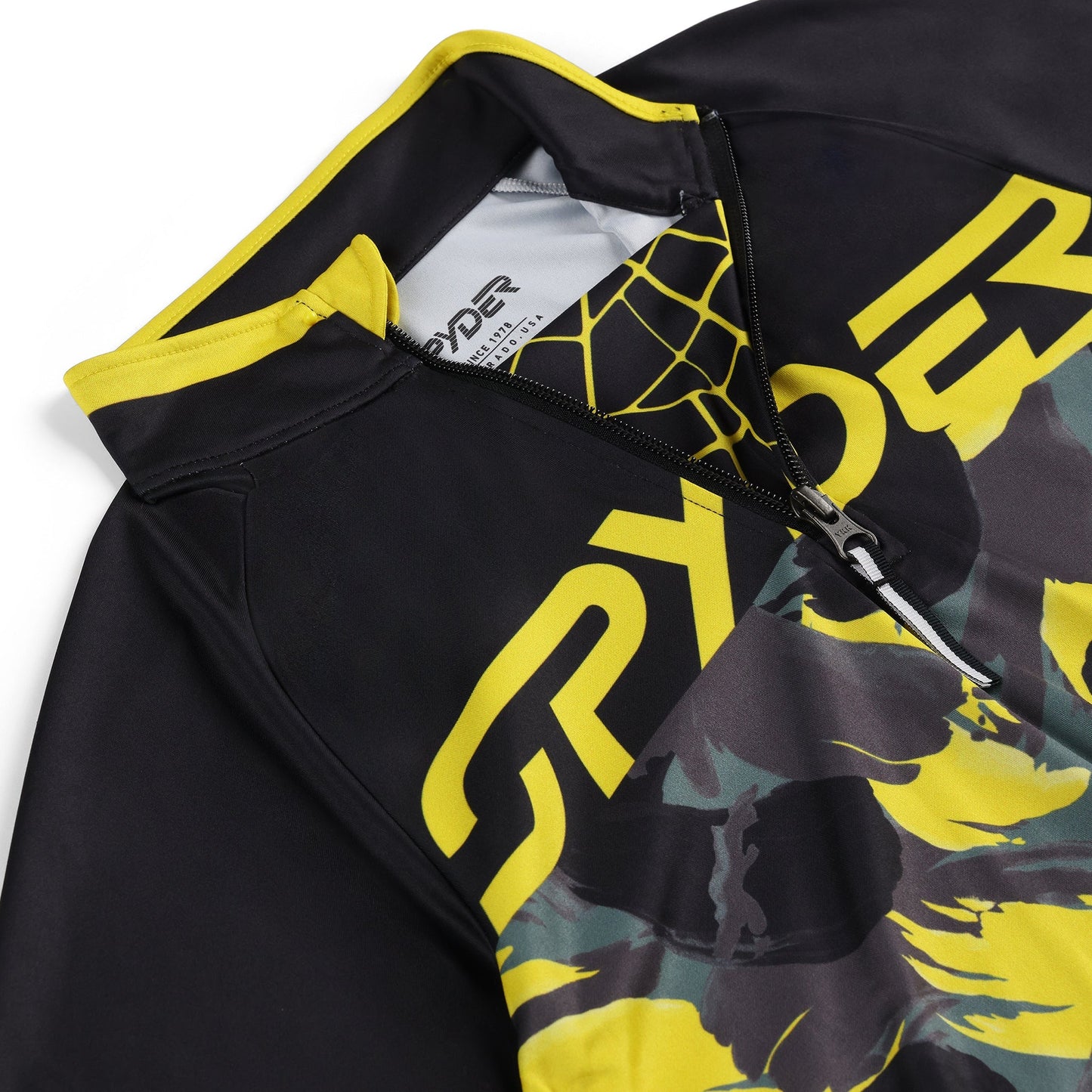 Pull camouflage garçon à demi-zip - Jaune acide
