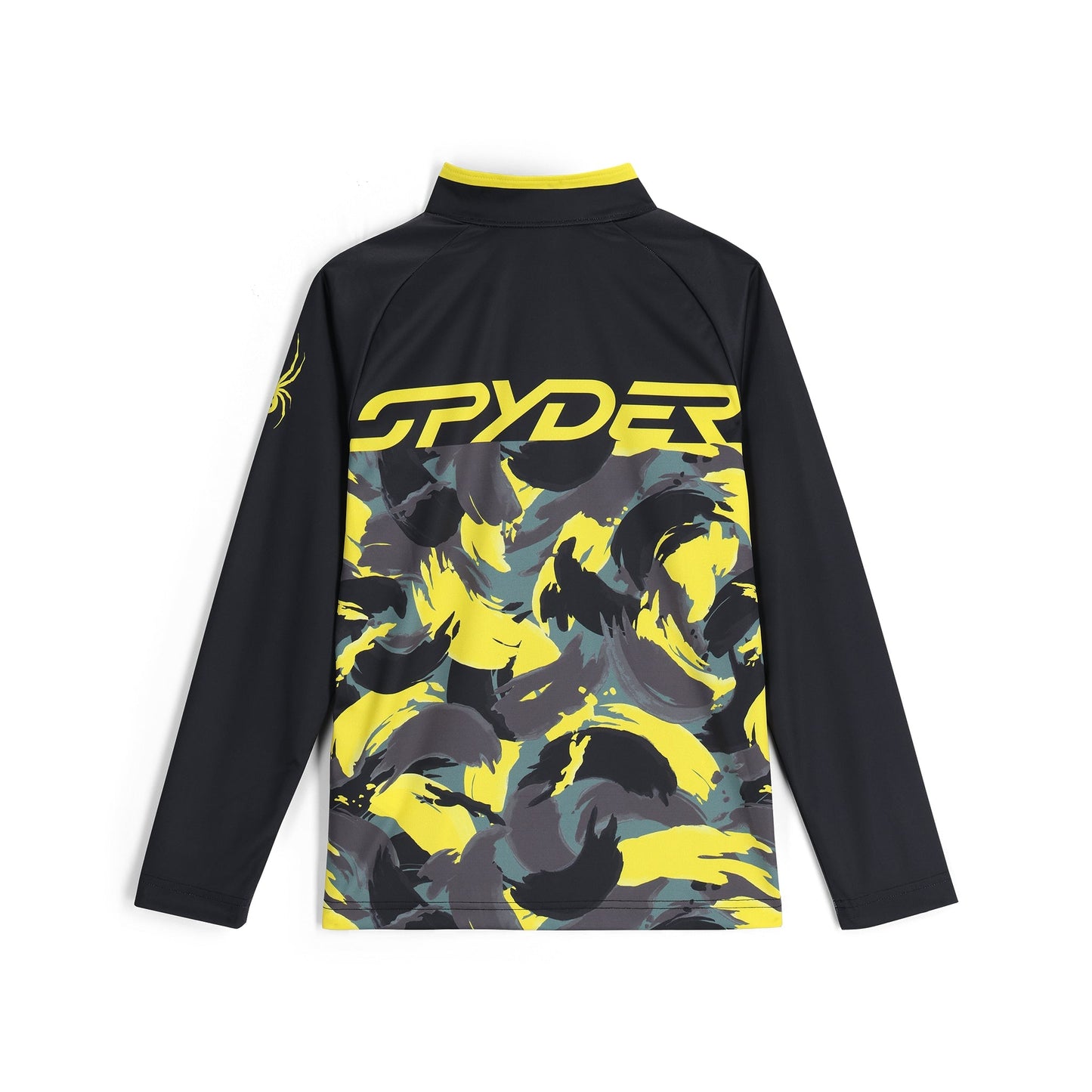 Pull camouflage garçon à demi-zip - Jaune acide