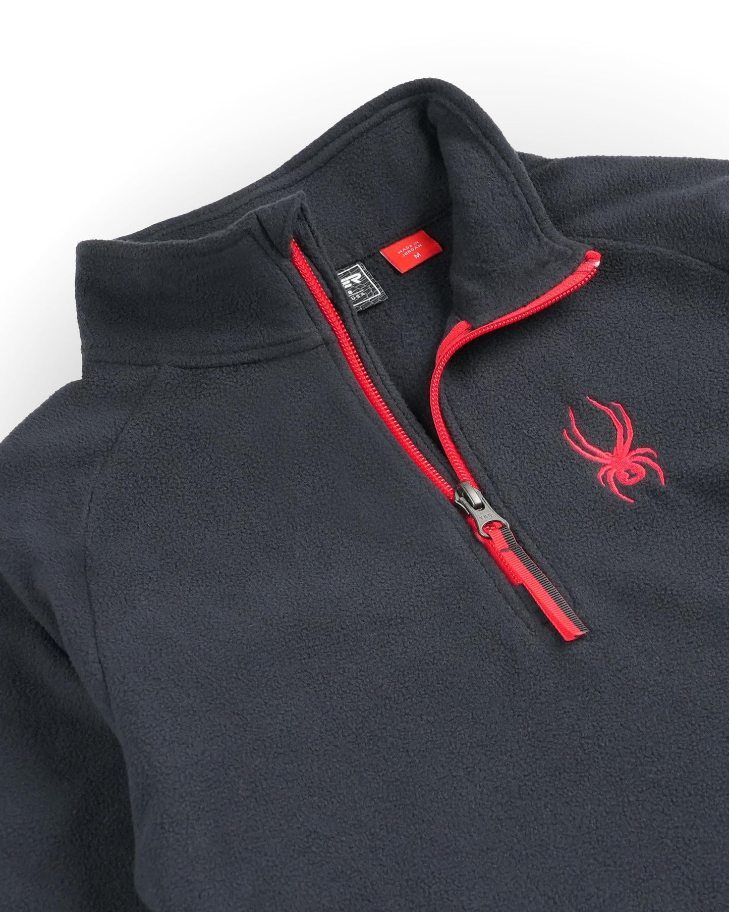 Kinder-Fleecejacke mit halbem Reißverschluss – Schwarz