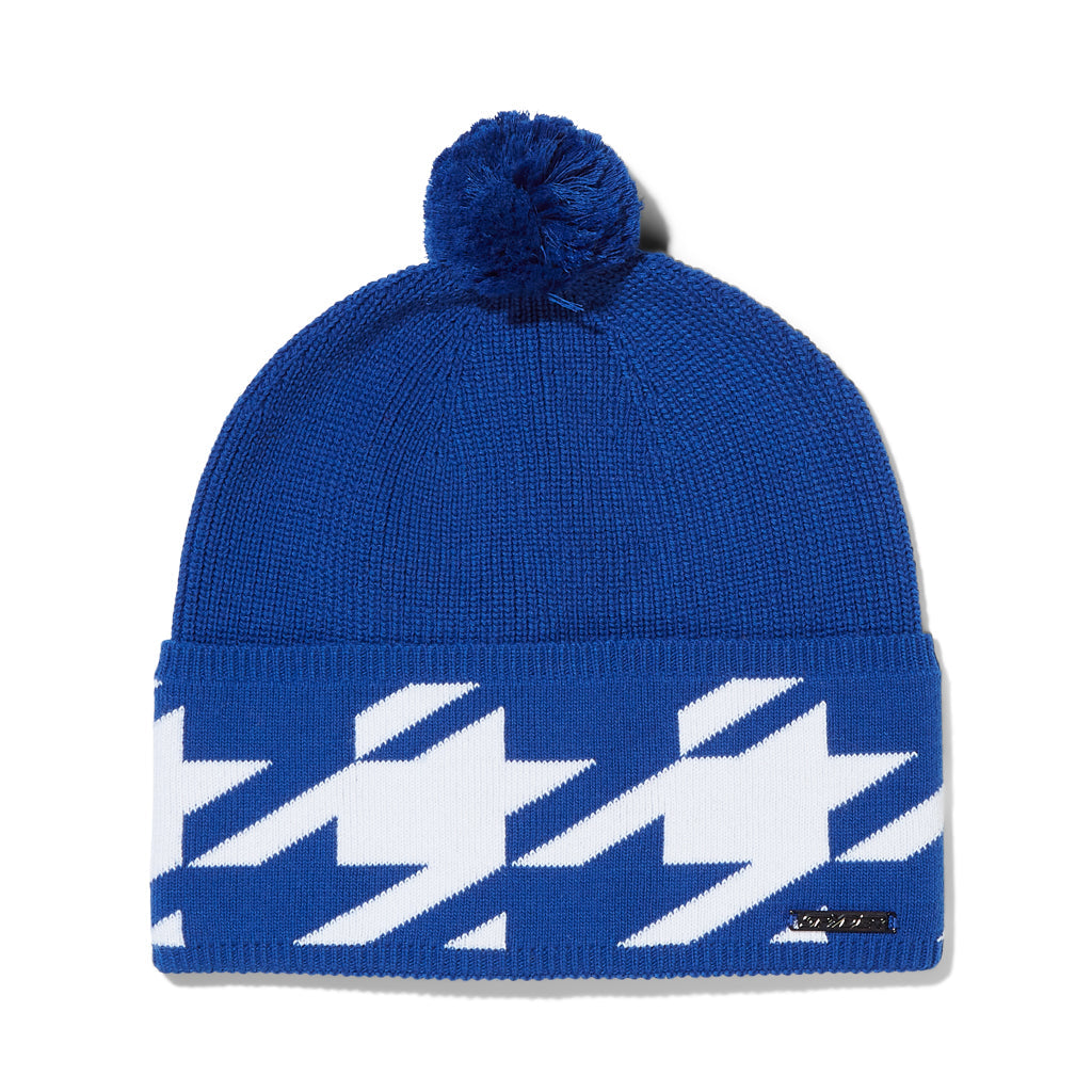 Pompon pied-de-poule pour femme - Bleu électrique