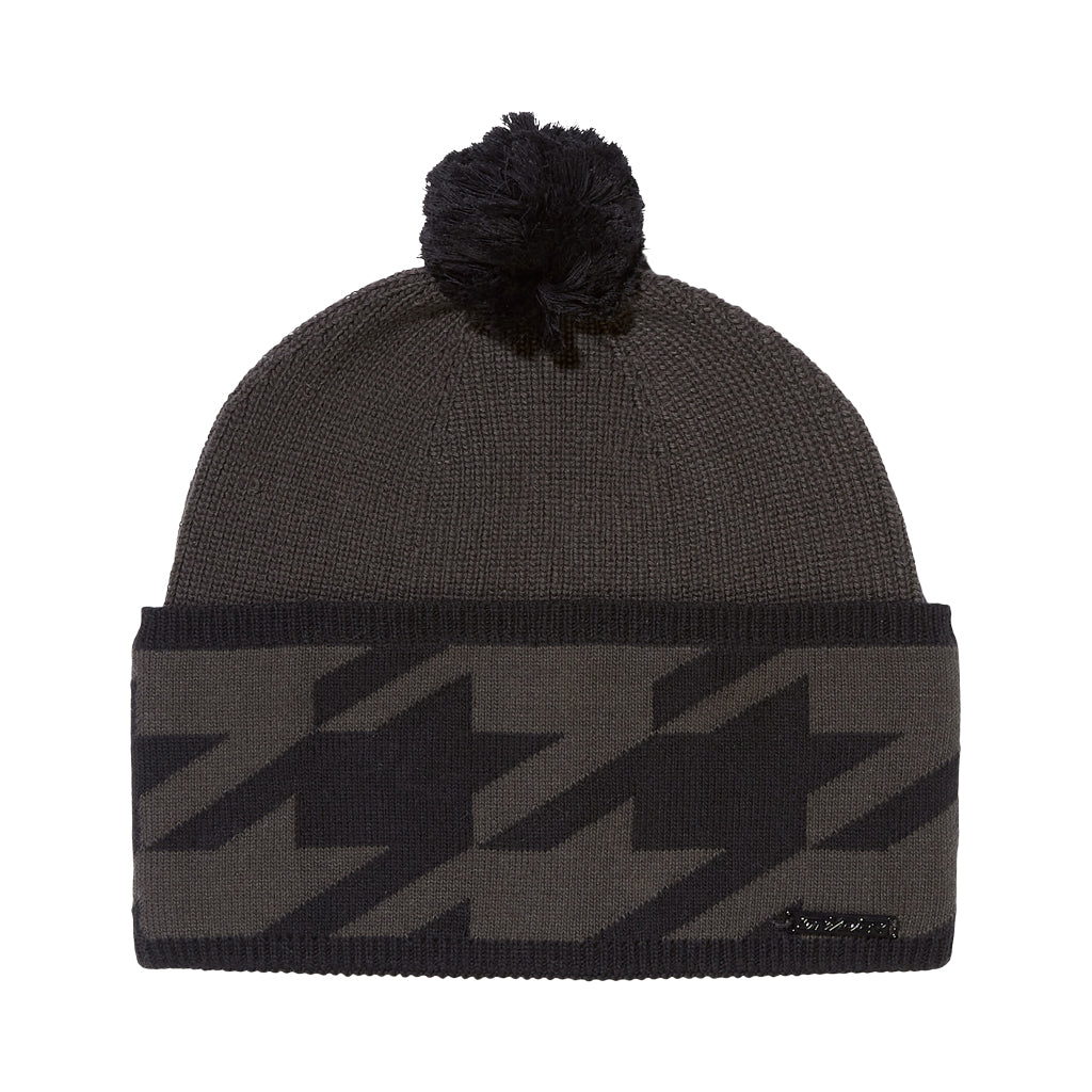 Damen-Pompon mit Hahnentrittmuster – Wintermoss