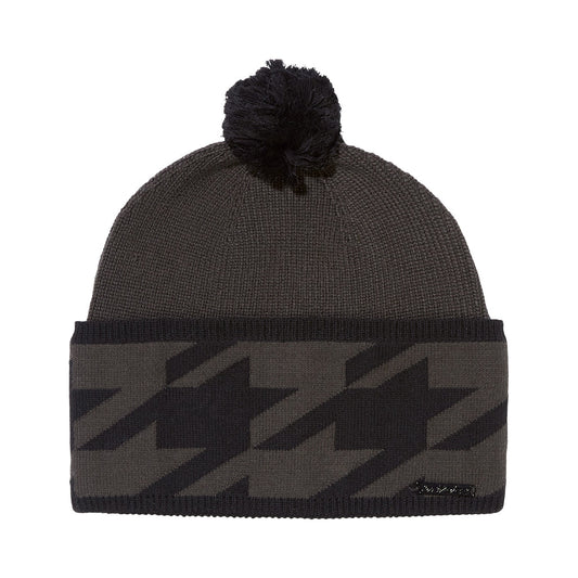 Damen-Pompon mit Hahnentrittmuster – Wintermoss