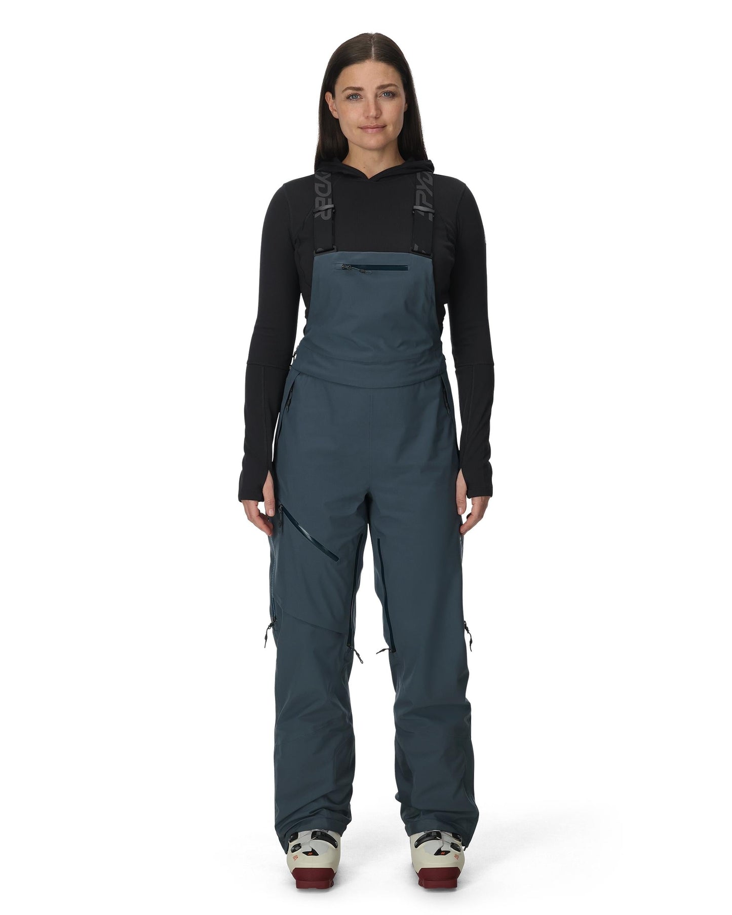 Damen-Solitaire-Latzhose – Schieferblau